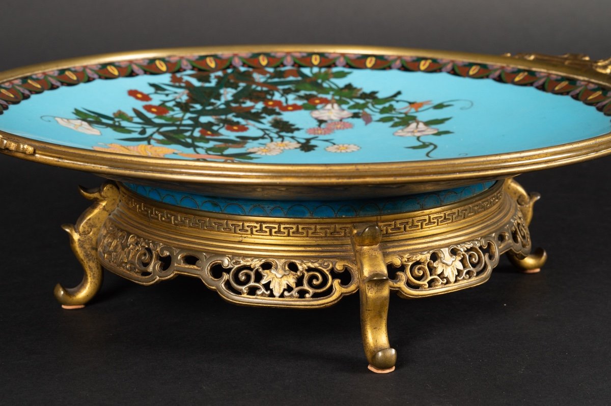 Cloisonne Dish With Gilt Bronze Mount, Japan, Meiji Era (1868-1912)-photo-5