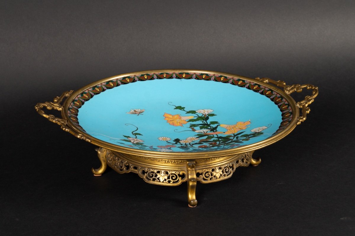 Cloisonne Dish With Gilt Bronze Mount, Japan, Meiji Era (1868-1912)