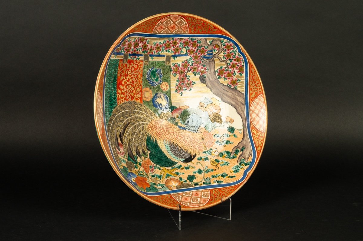 Dish With Hen And Rooster, Kutani, Japan, Meiji Era (1868-1912)-photo-2