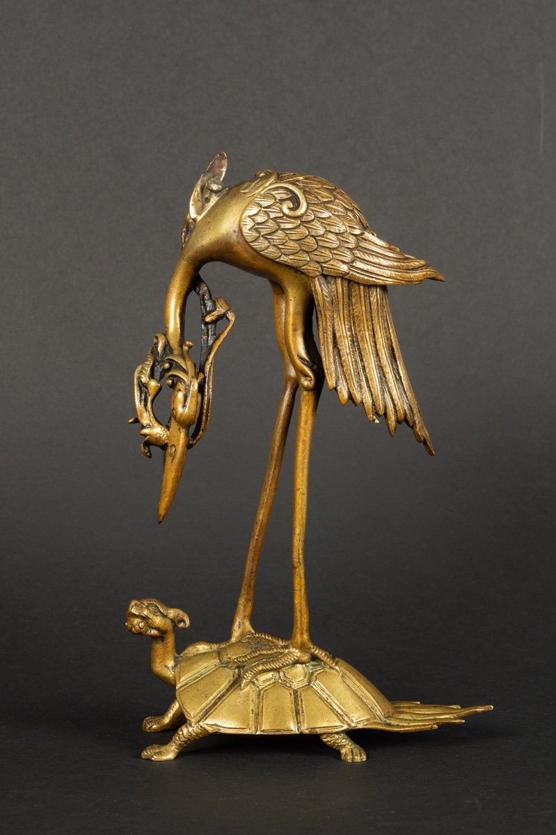 Turtle Crane, Bronze, Japan, Meiji Era (1868-1912).