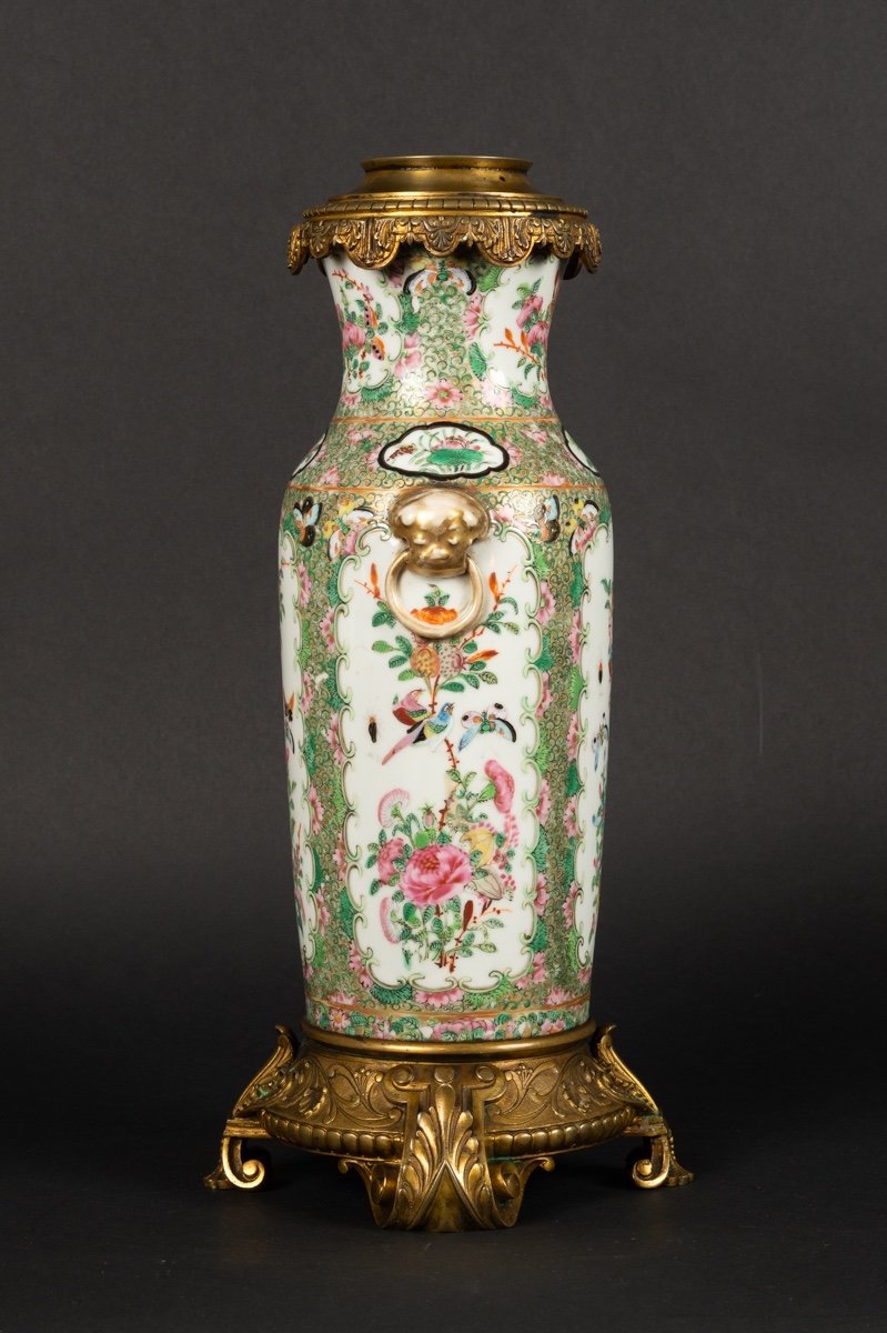 Vase Avec Montures En Bronze Doré, Rose Canton, Chine, Dynastie Qing, Milieu Du XIXe Siècle. -photo-2