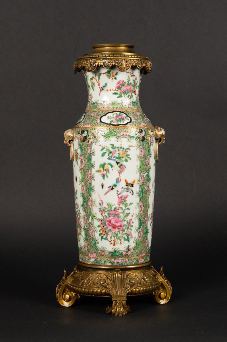 Vase Avec Montures En Bronze Doré, Rose Canton, Chine, Dynastie Qing, Milieu Du XIXe Siècle. -photo-3