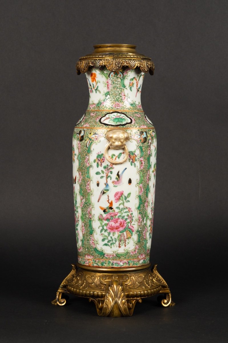 Vase Avec Montures En Bronze Doré, Rose Canton, Chine, Dynastie Qing, Milieu Du XIXe Siècle. -photo-4