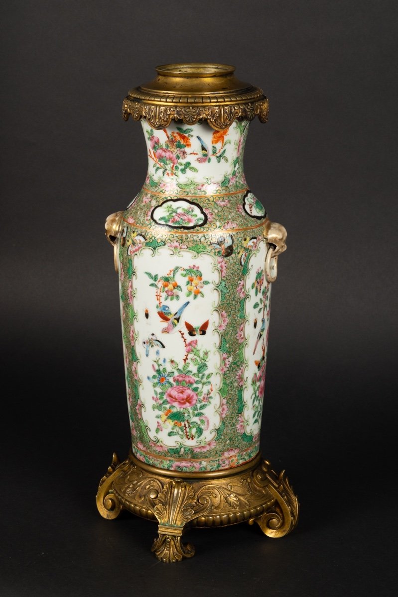 Vase Avec Montures En Bronze Doré, Rose Canton, Chine, Dynastie Qing, Milieu Du XIXe Siècle. -photo-1