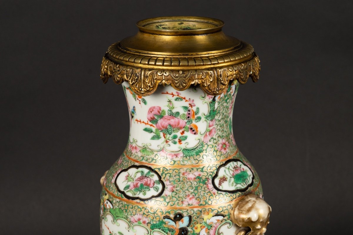 Vase Avec Montures En Bronze Doré, Rose Canton, Chine, Dynastie Qing, Milieu Du XIXe Siècle. -photo-2