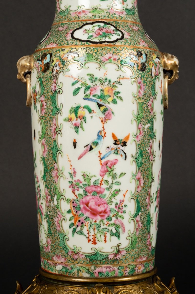 Vase Avec Montures En Bronze Doré, Rose Canton, Chine, Dynastie Qing, Milieu Du XIXe Siècle. -photo-4