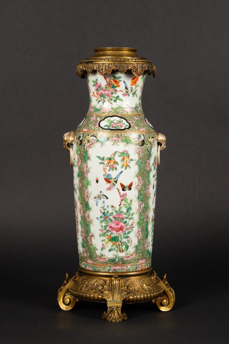 Vase Avec Montures En Bronze Doré, Rose Canton, Chine, Dynastie Qing, Milieu Du XIXe Siècle. 