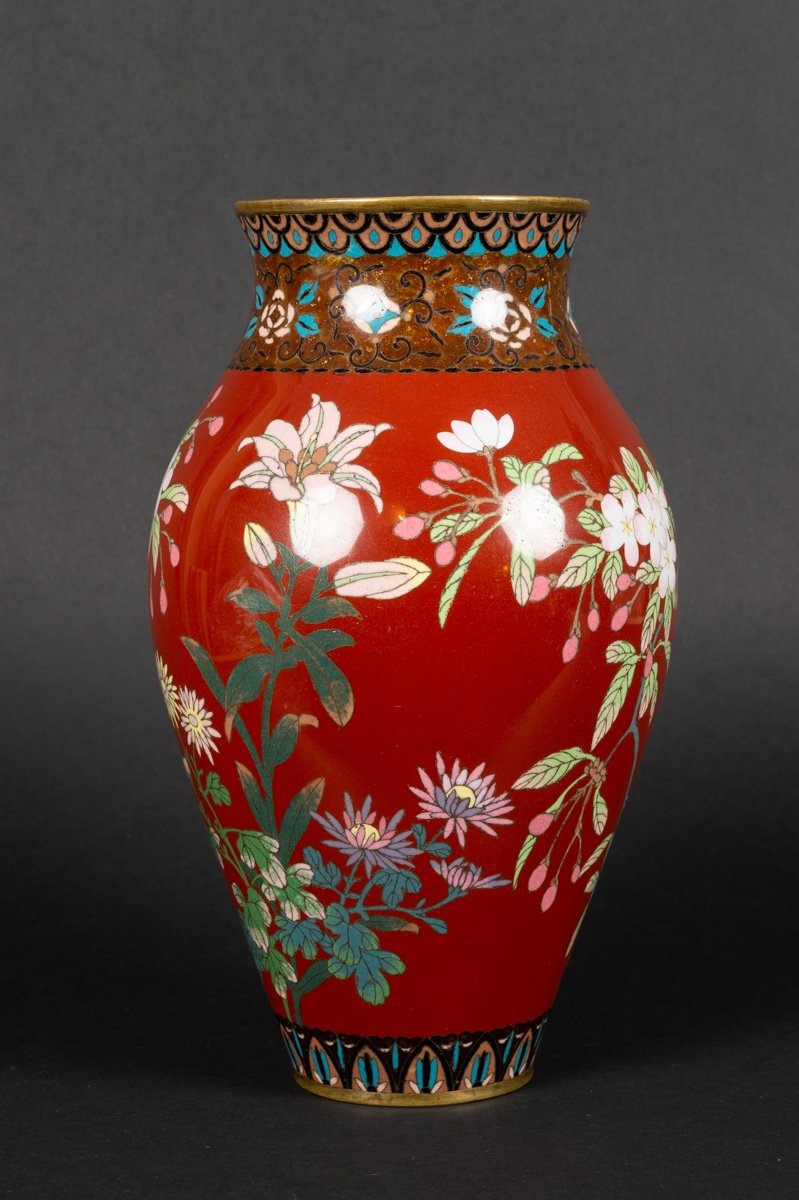 Vase à Faisan, Cloisonné, Japon, ère Meiji (1868-1912). -photo-3