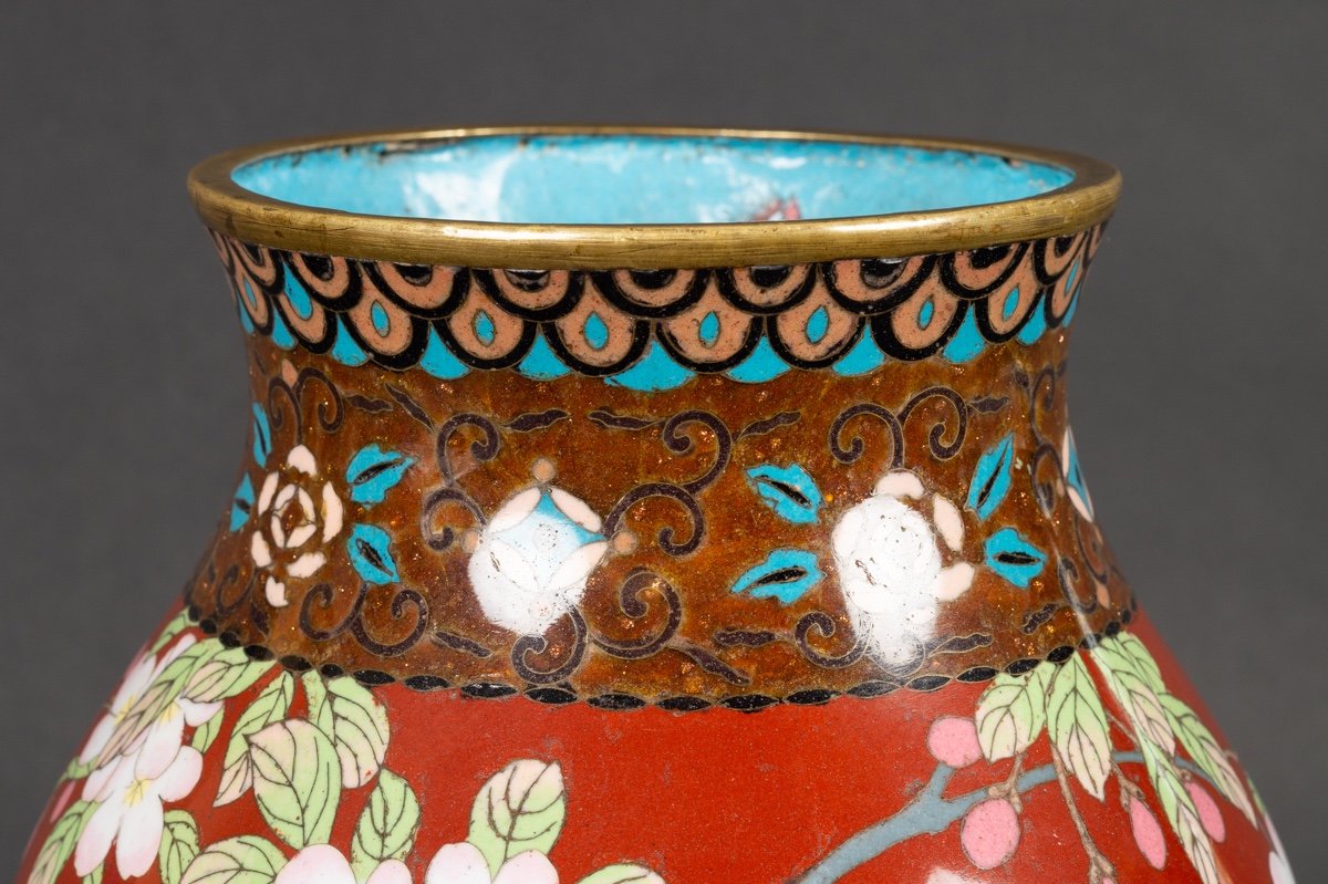 Vase à Faisan, Cloisonné, Japon, ère Meiji (1868-1912). -photo-2