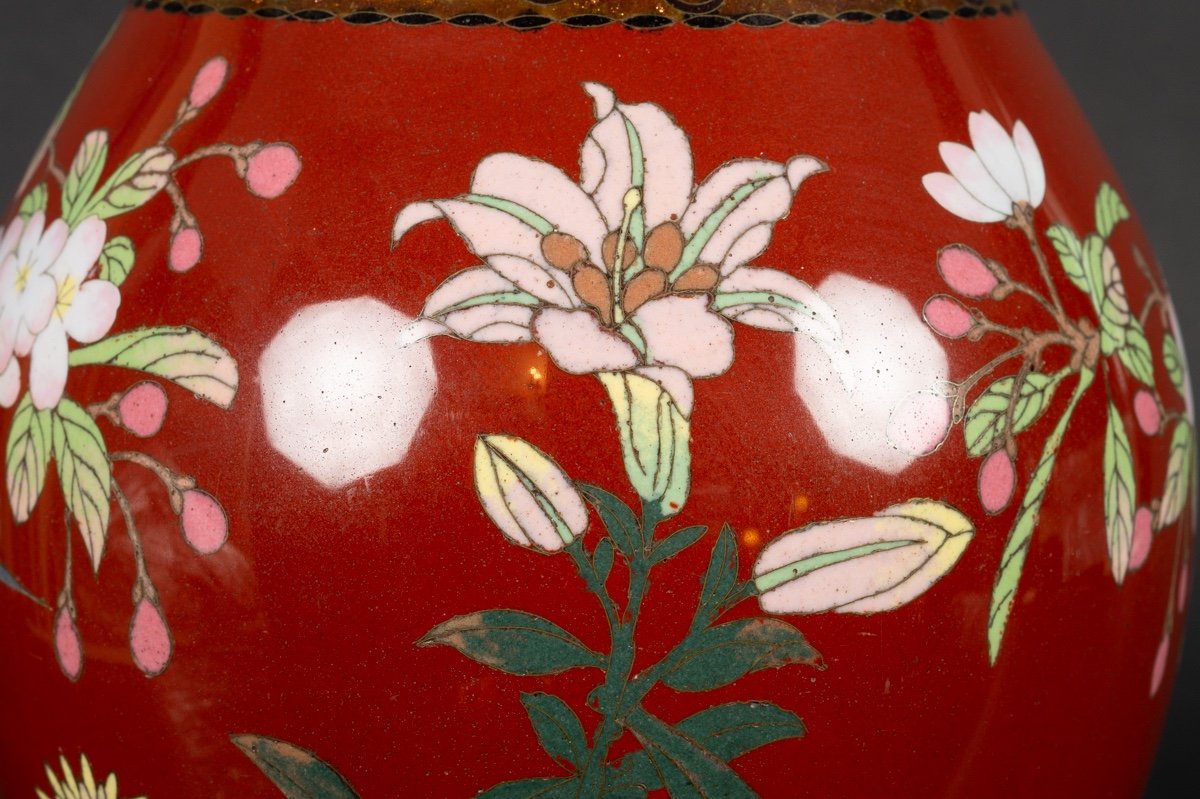 Vase à Faisan, Cloisonné, Japon, ère Meiji (1868-1912). -photo-4