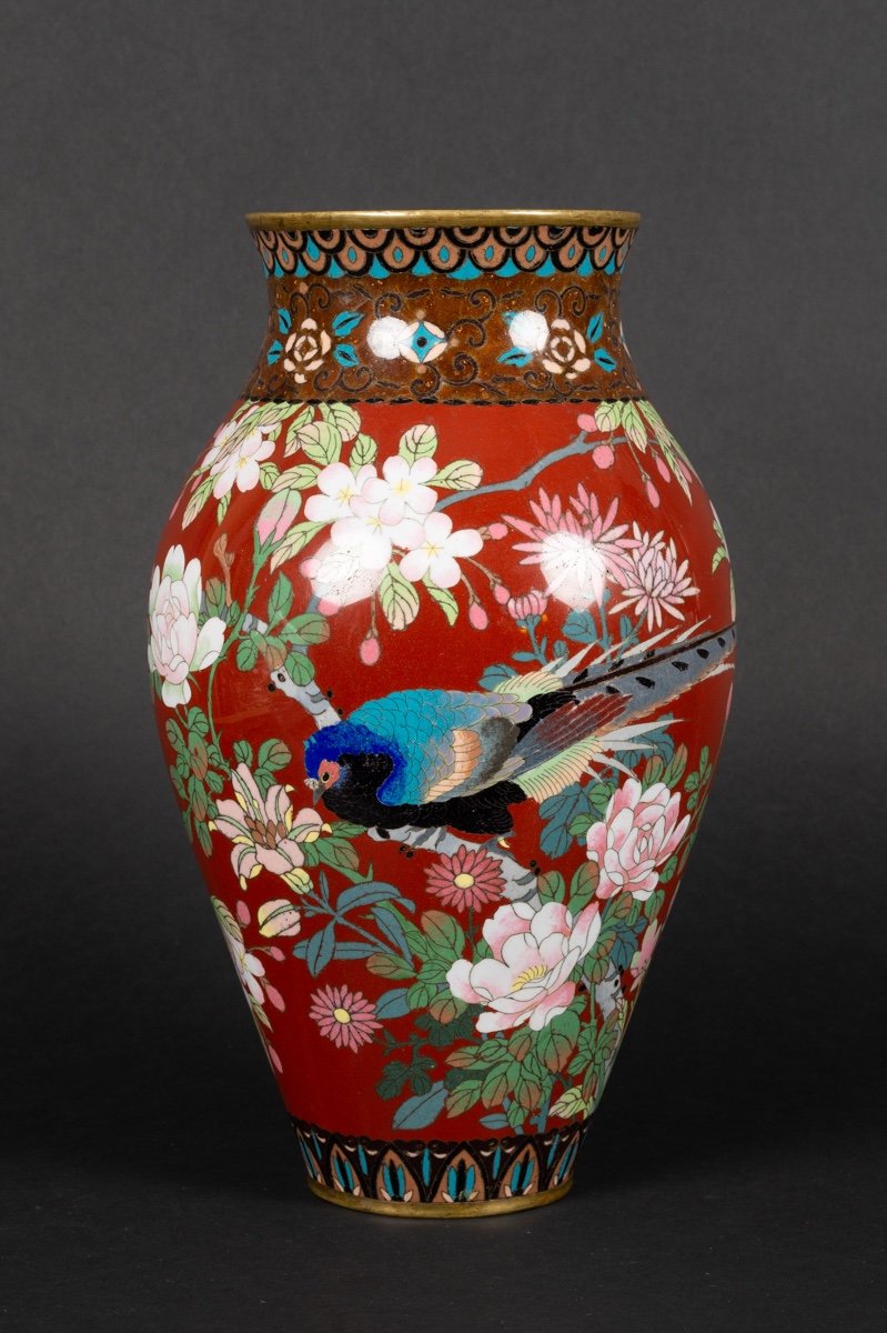 Vase à Faisan, Cloisonné, Japon, ère Meiji (1868-1912). 