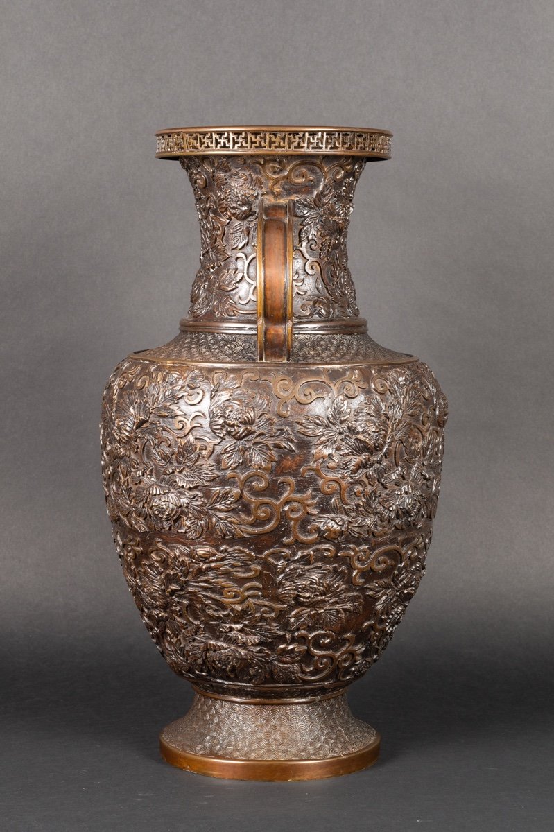 Grand Vase à Anses, Bronze, Japon, époque Meiji, XIXe Siècle. -photo-4