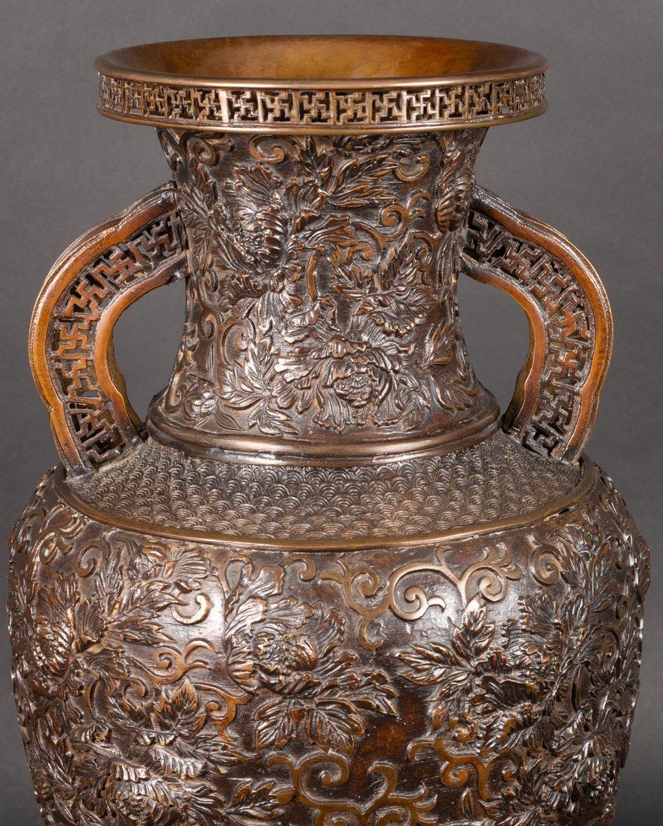 Grand Vase à Anses, Bronze, Japon, époque Meiji, XIXe Siècle. -photo-1