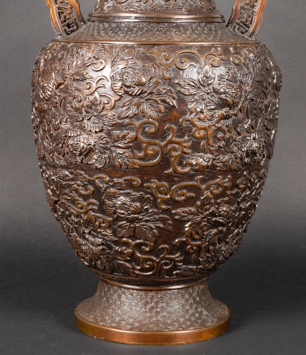 Grand Vase à Anses, Bronze, Japon, époque Meiji, XIXe Siècle. -photo-2