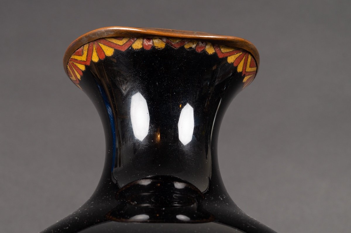 Vase Avec Iris, Cloisonné, Japon, ère Meiji (1868-1912).-photo-7