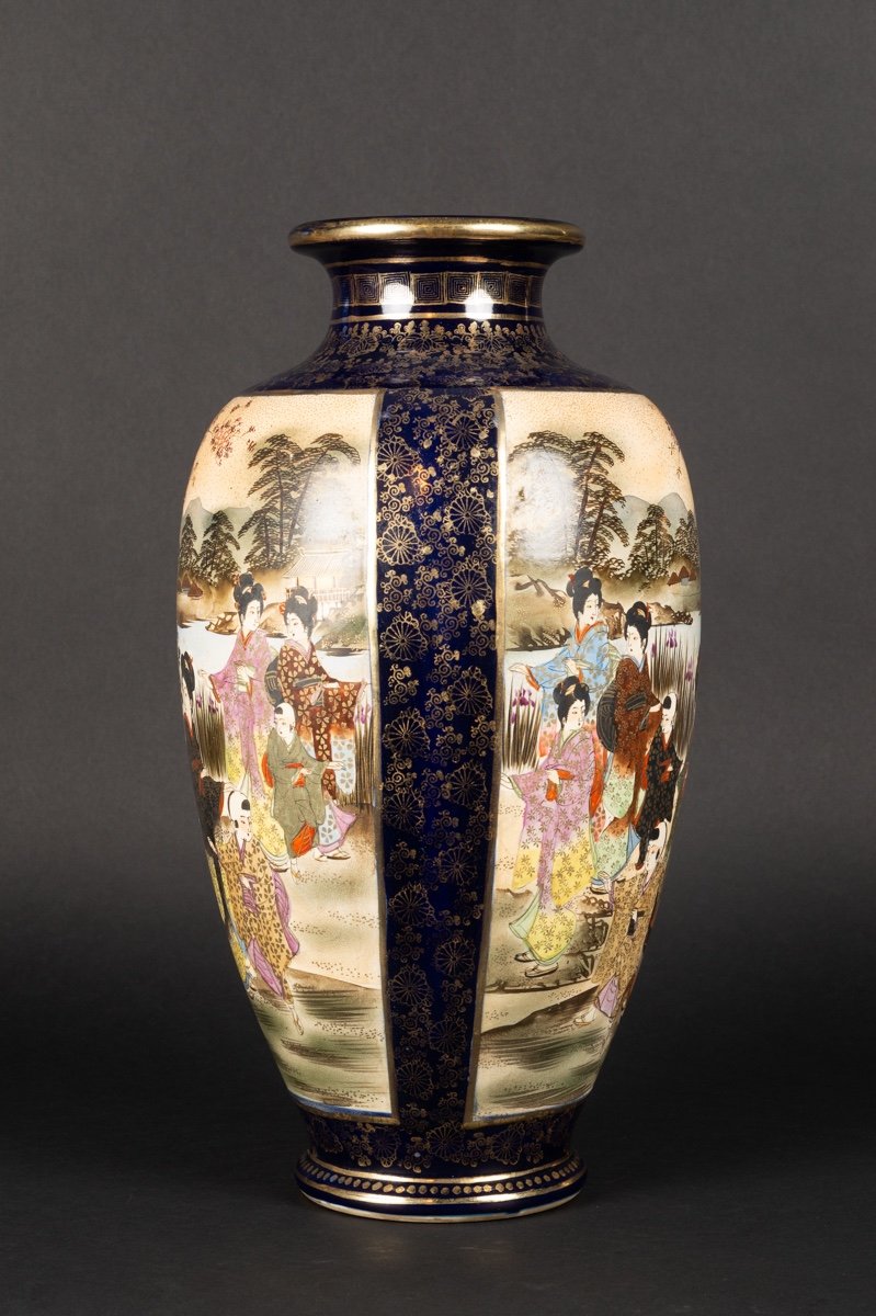 Vase à Figures, Satsuma, Signé, Japon, ère Meiji / Taisho, Début Du 20e Siècle.   -photo-4