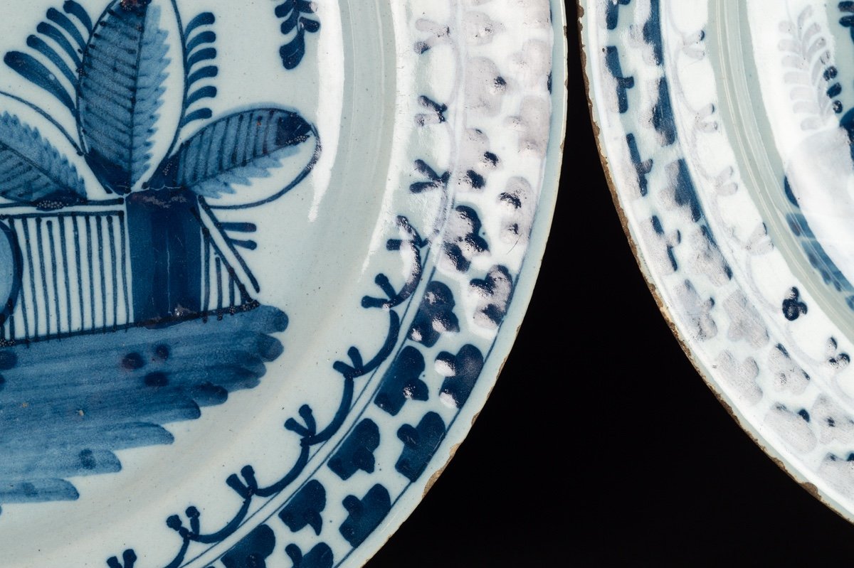 Pair Of Earthenware Dishes, Delft, Netherlands, 18th Century.-photo-3