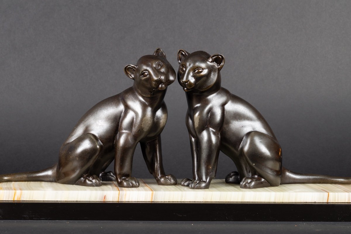 Pair Of Panthers, Attr. Irenée Rochard (1906 - 1984), Art Deco, France, 1920s/30s.-photo-2