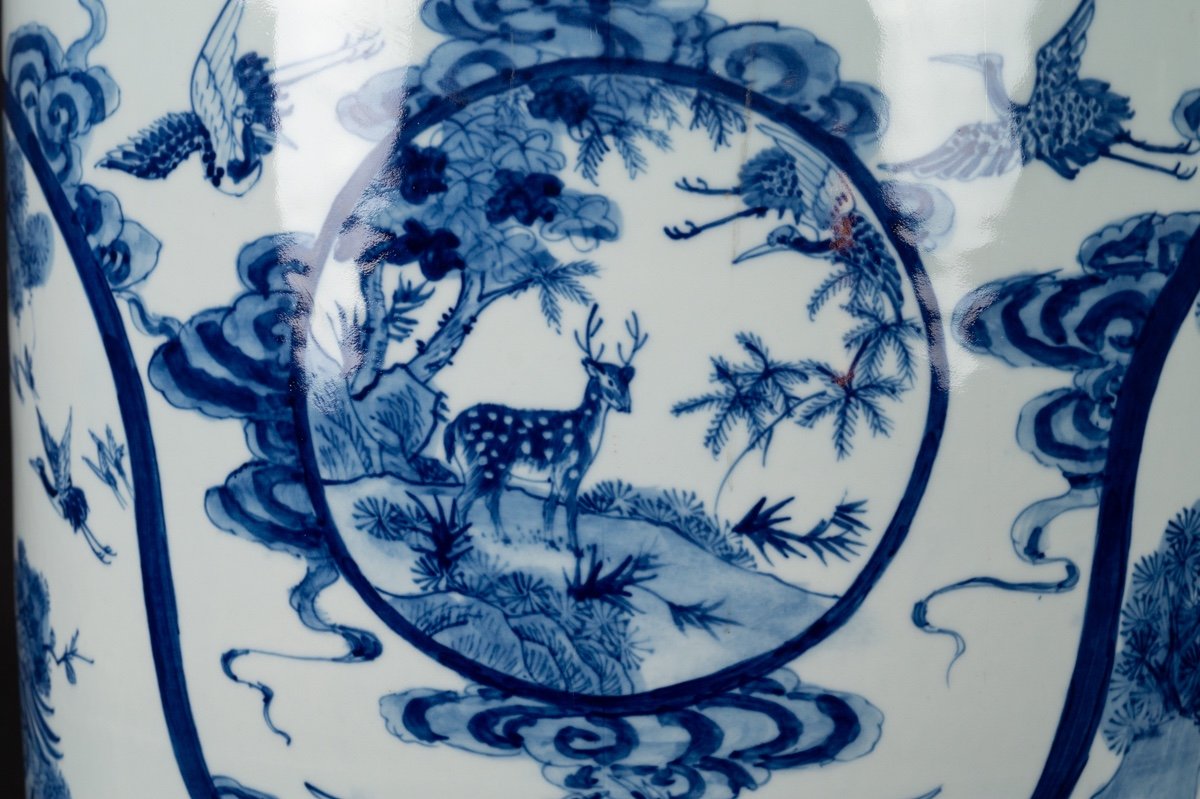 Vase With Cranes, Deer And Winter, China, Early 20th Century. -photo-7