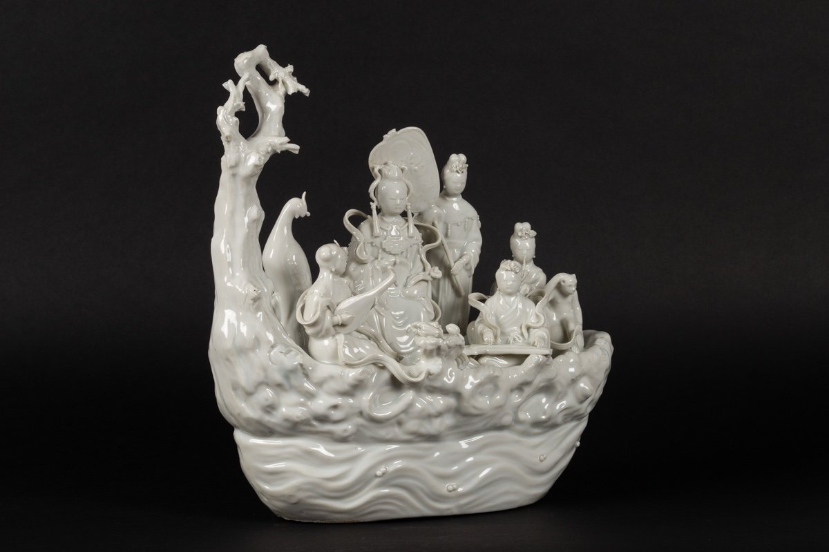 Boat With Immortals, White China, China, 19th/20th Century.  -photo-2