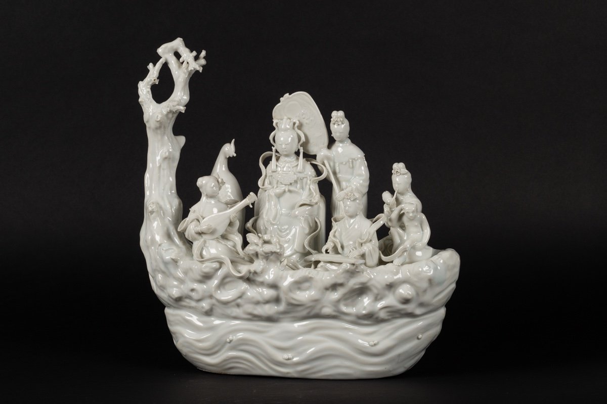 Boat With Immortals, White China, China, 19th/20th Century.  -photo-3