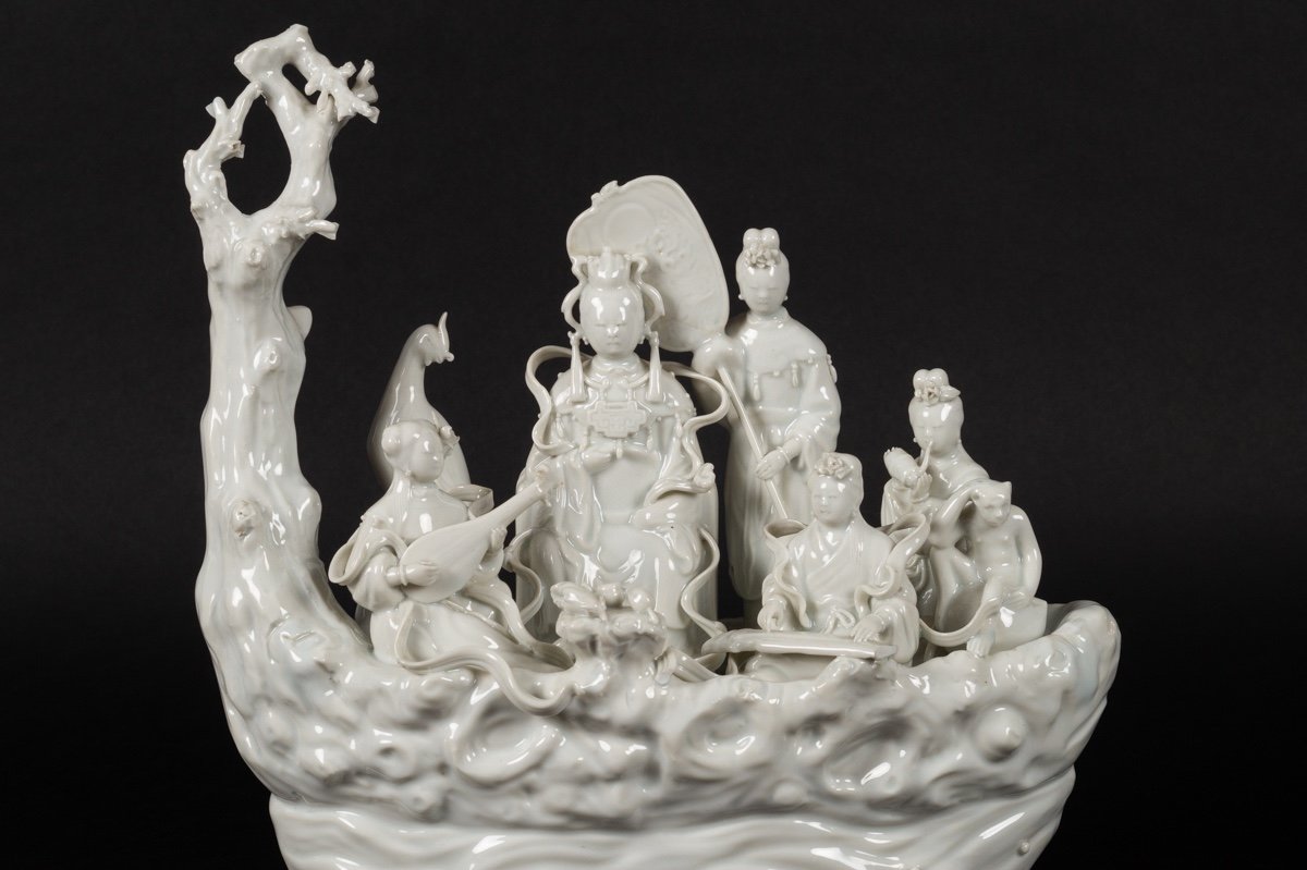 Boat With Immortals, White China, China, 19th/20th Century.  -photo-1