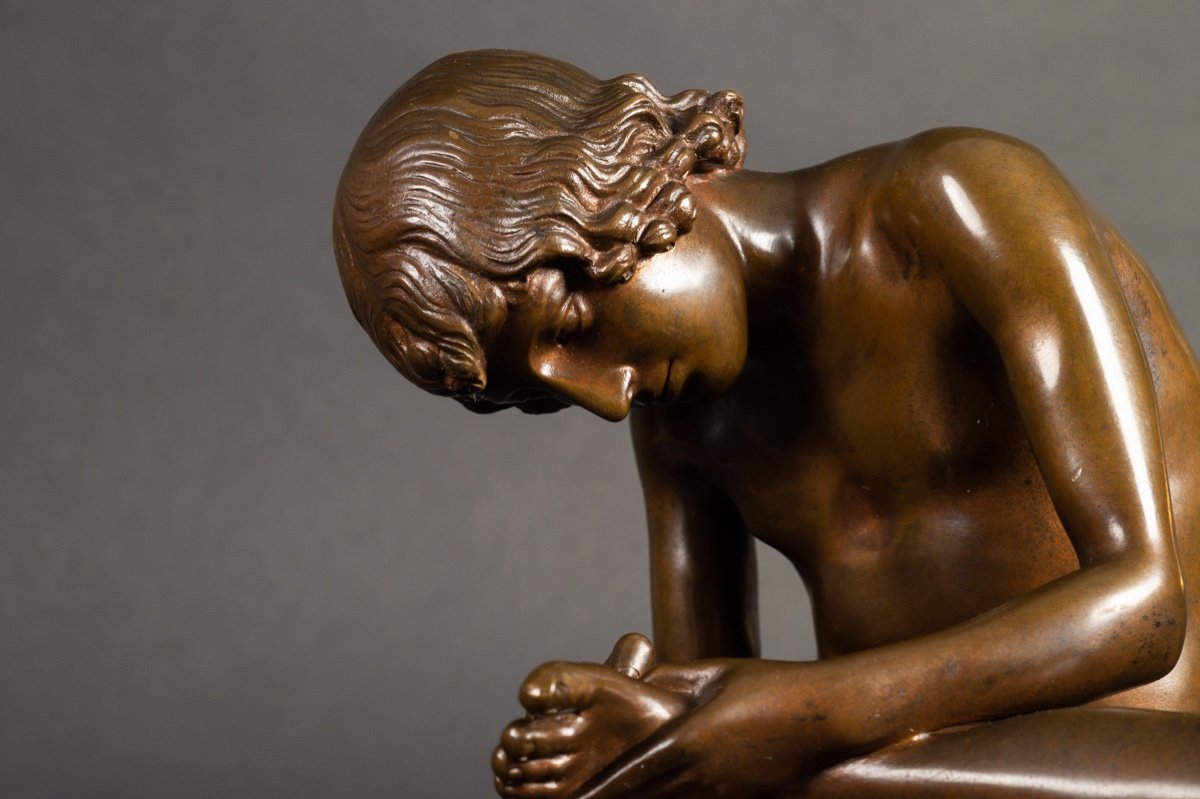 Spinario - A Boy Removes A Thorn From His Foot, Ferdinand Barbedienne, Bronze, 19th Century-photo-5