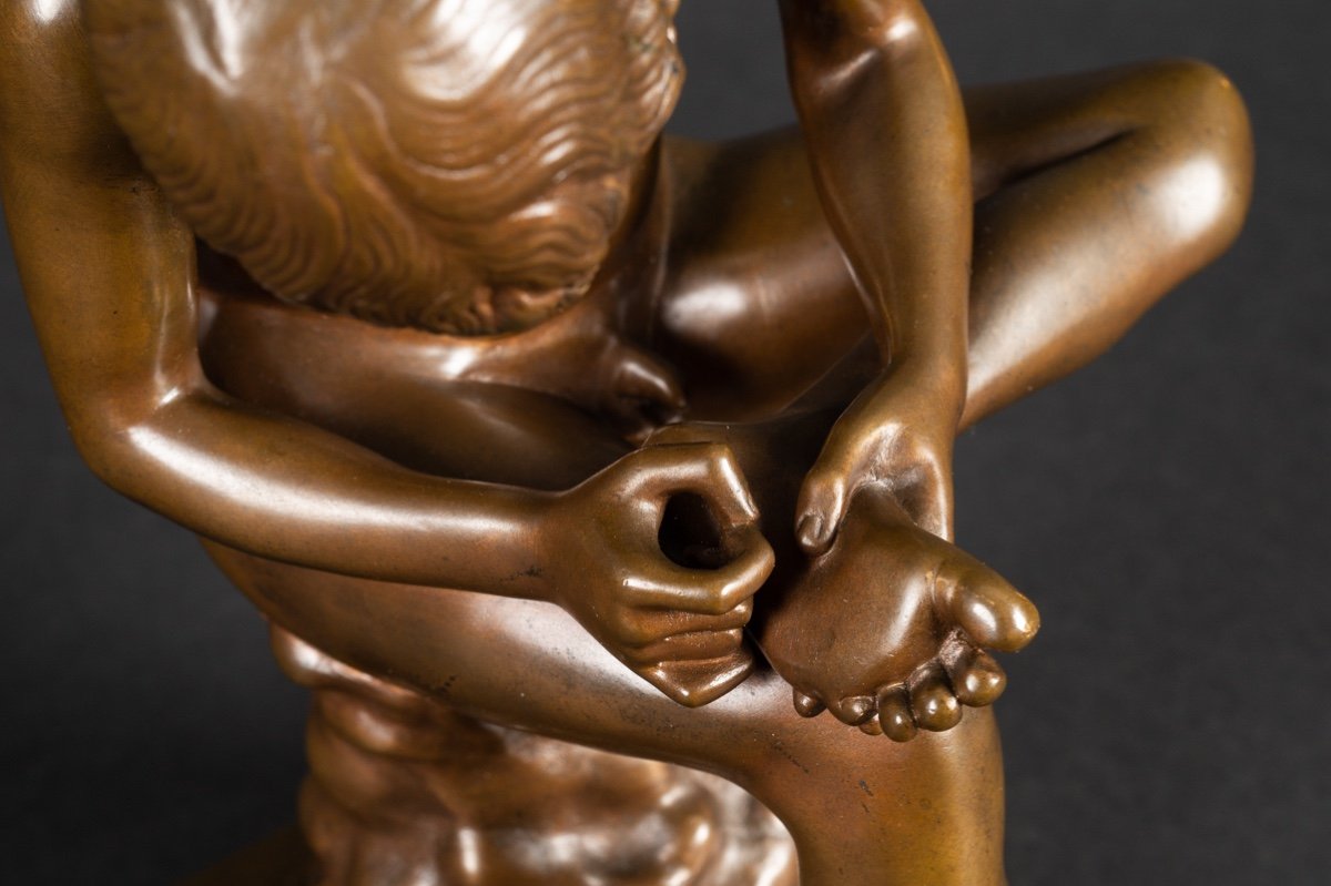 Spinario - A Boy Removes A Thorn From His Foot, Ferdinand Barbedienne, Bronze, 19th Century-photo-6