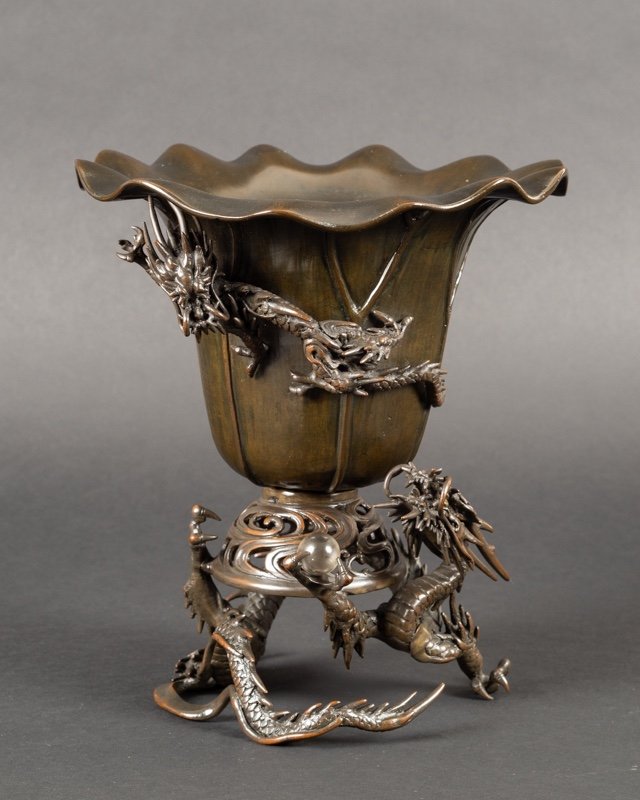 Vase With Dragons, Bronze, Japan, Meiji/taisho Era, Early 20th Century. -photo-2