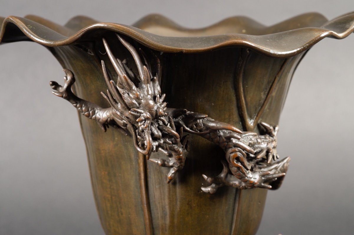 Vase With Dragons, Bronze, Japan, Meiji/taisho Era, Early 20th Century. -photo-3