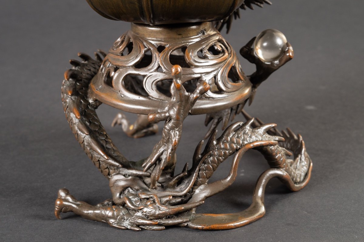 Vase With Dragons, Bronze, Japan, Meiji/taisho Era, Early 20th Century. -photo-5