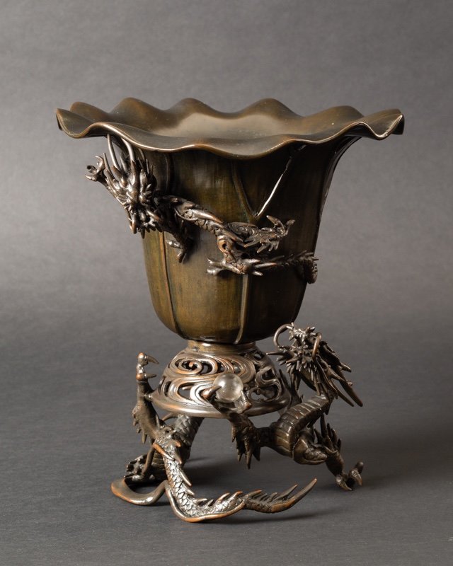 Vase With Dragons, Bronze, Japan, Meiji/taisho Era, Early 20th Century. 