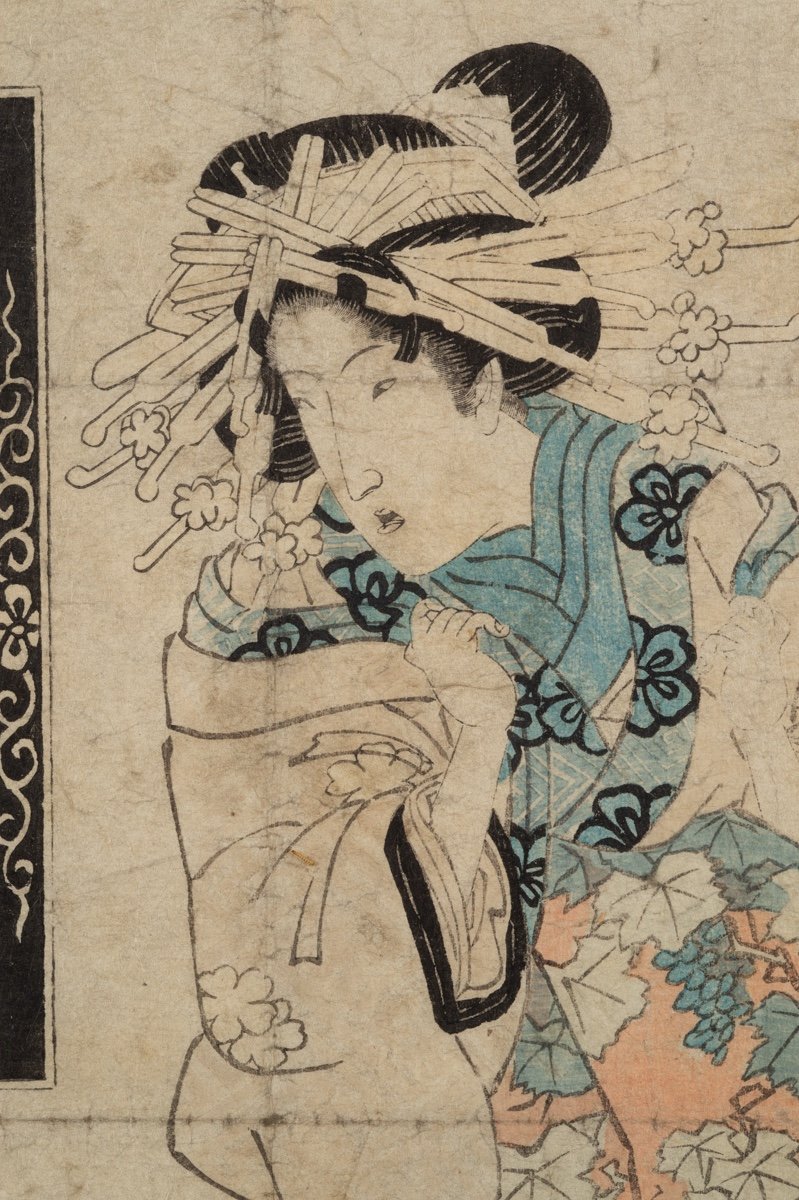 Bijin à La Fenêtre, Estampe Ukiyo-e, Japon, ère Edo, XIXe Siècle. -photo-4