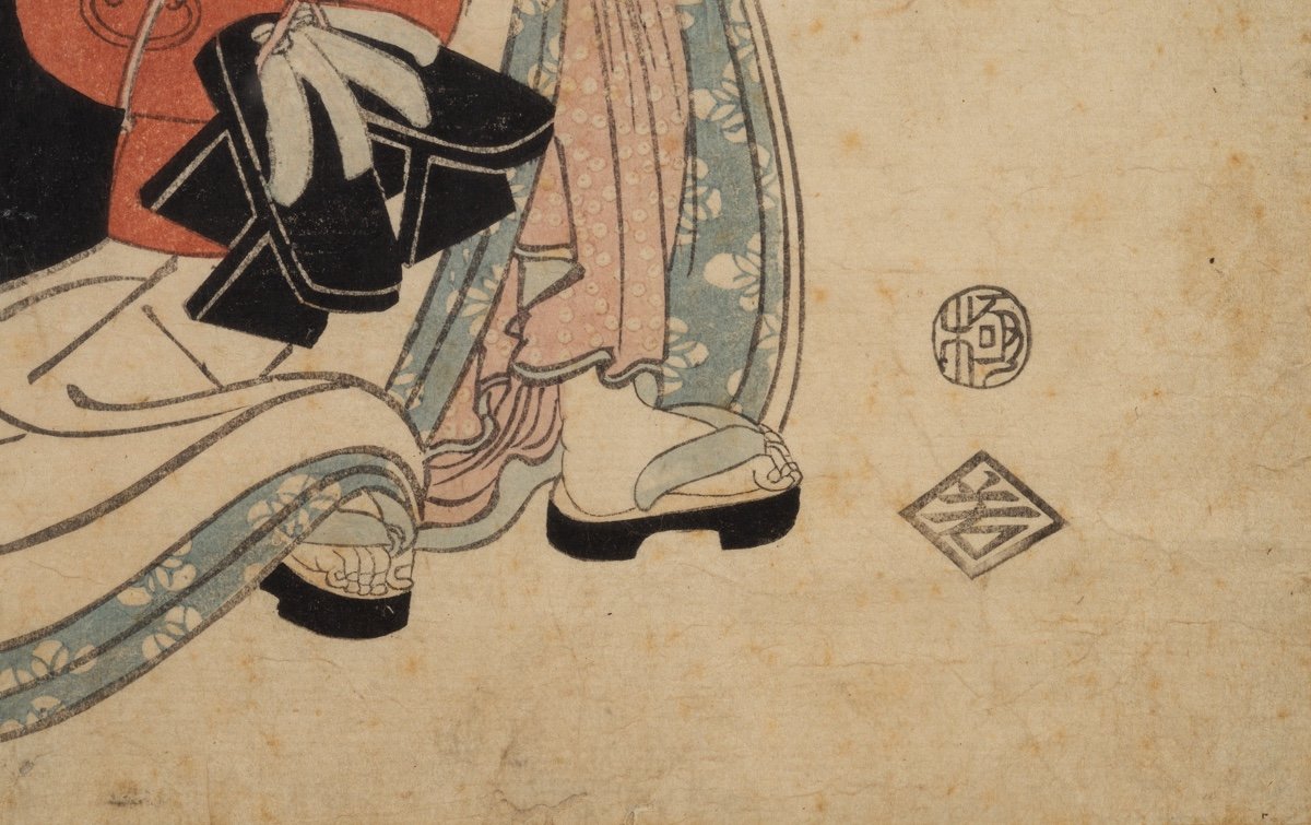 Bijin Avec Parasol, Estampe Ukiyo-e, Japon, époque d'Edo, XIXe Siècle.-photo-5