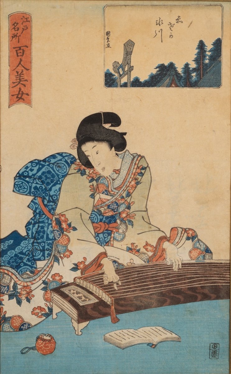 Femme Jouant Du Koto, Utagwa Kunisada (1786 - 1865), Japon, époque Edo, 1857 