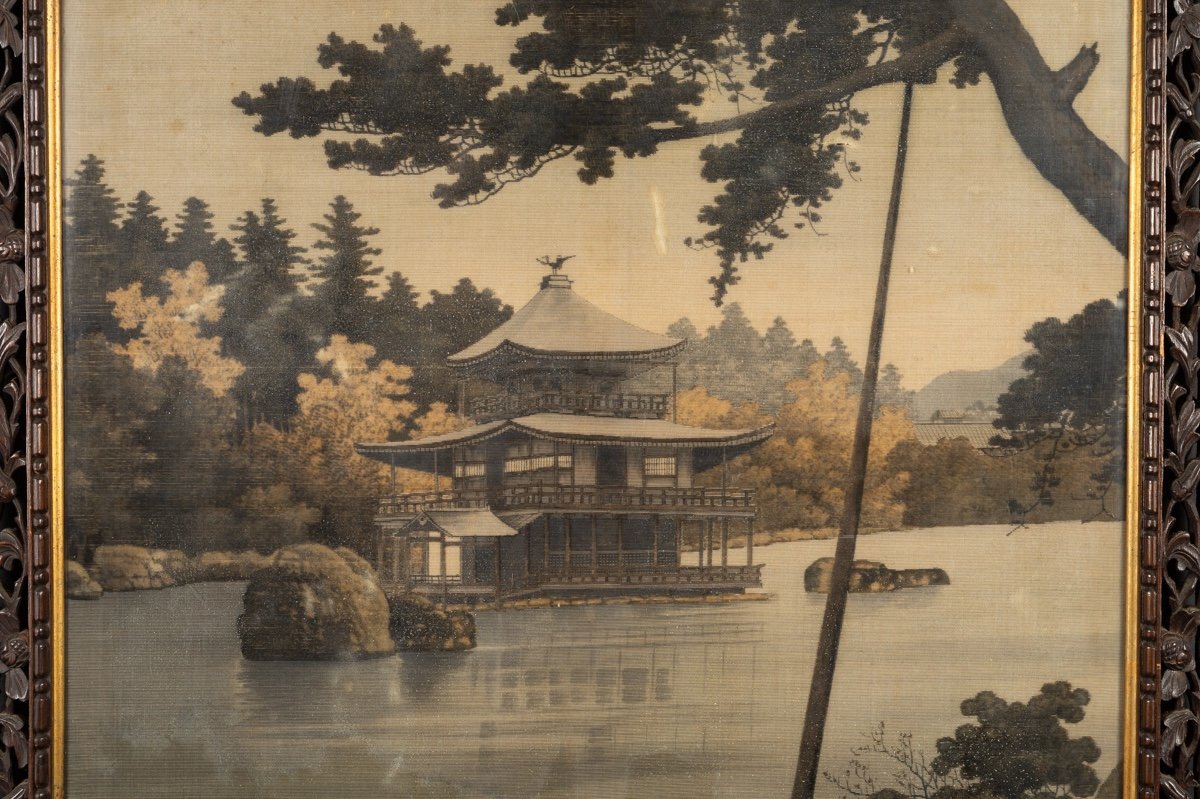 Temple Sur l'Eau, Broderie Yuzen-birodo, Japon, ère Meiji (1868-1912).-photo-3