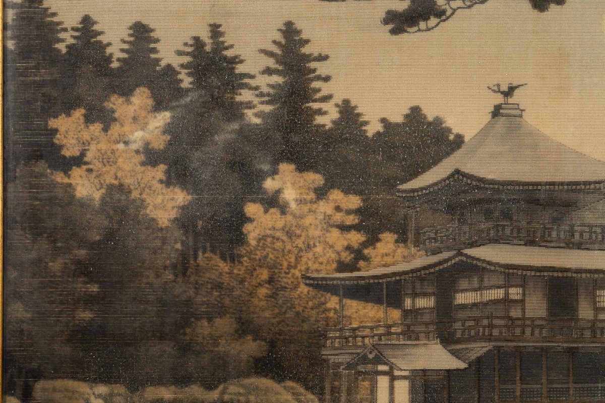 Temple Sur l'Eau, Broderie Yuzen-birodo, Japon, ère Meiji (1868-1912).-photo-2