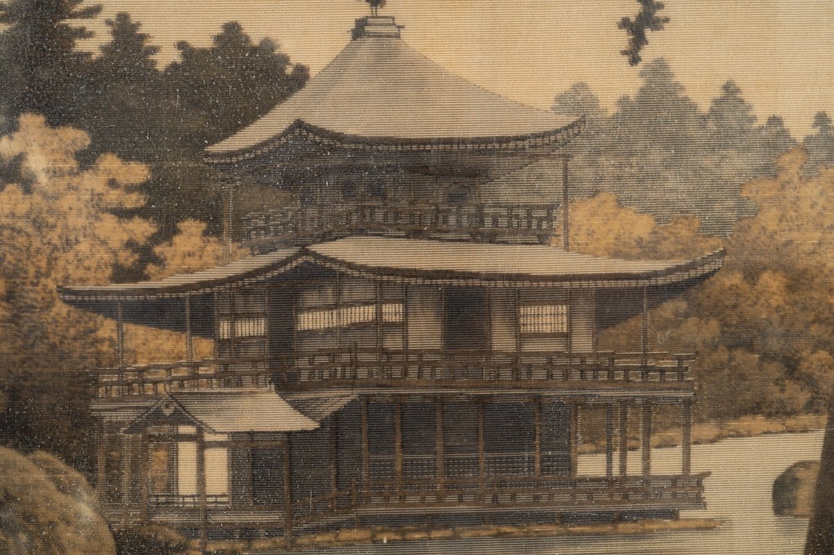 Temple Sur l'Eau, Broderie Yuzen-birodo, Japon, ère Meiji (1868-1912).-photo-4