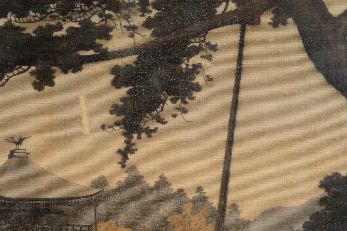 Temple Sur l'Eau, Broderie Yuzen-birodo, Japon, ère Meiji (1868-1912).-photo-5