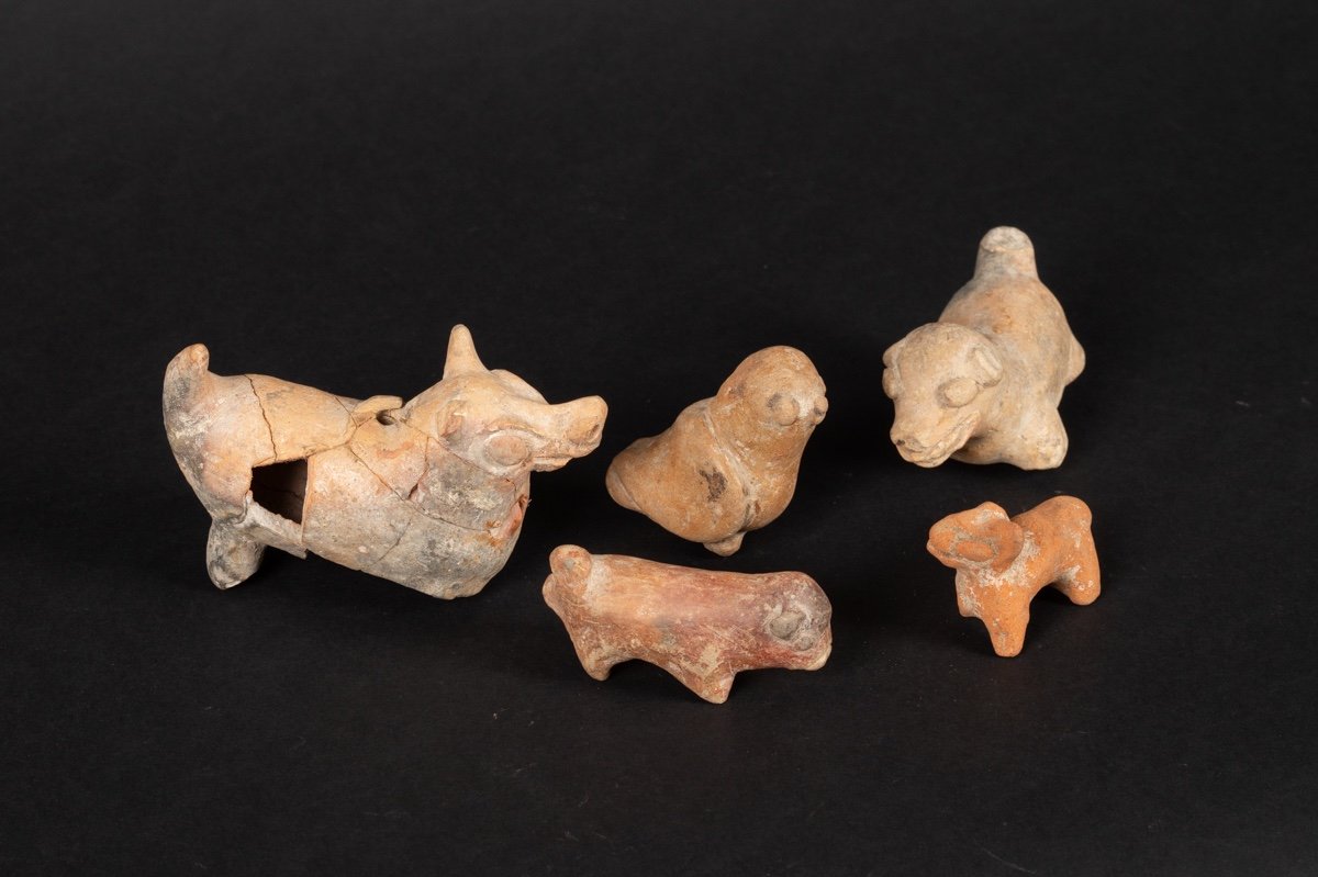 Sifflets - Cinq Animaux, Culture Chorrera (1300 - 300 Av. J.-c.), équateur, Céramique Précolomb-photo-2