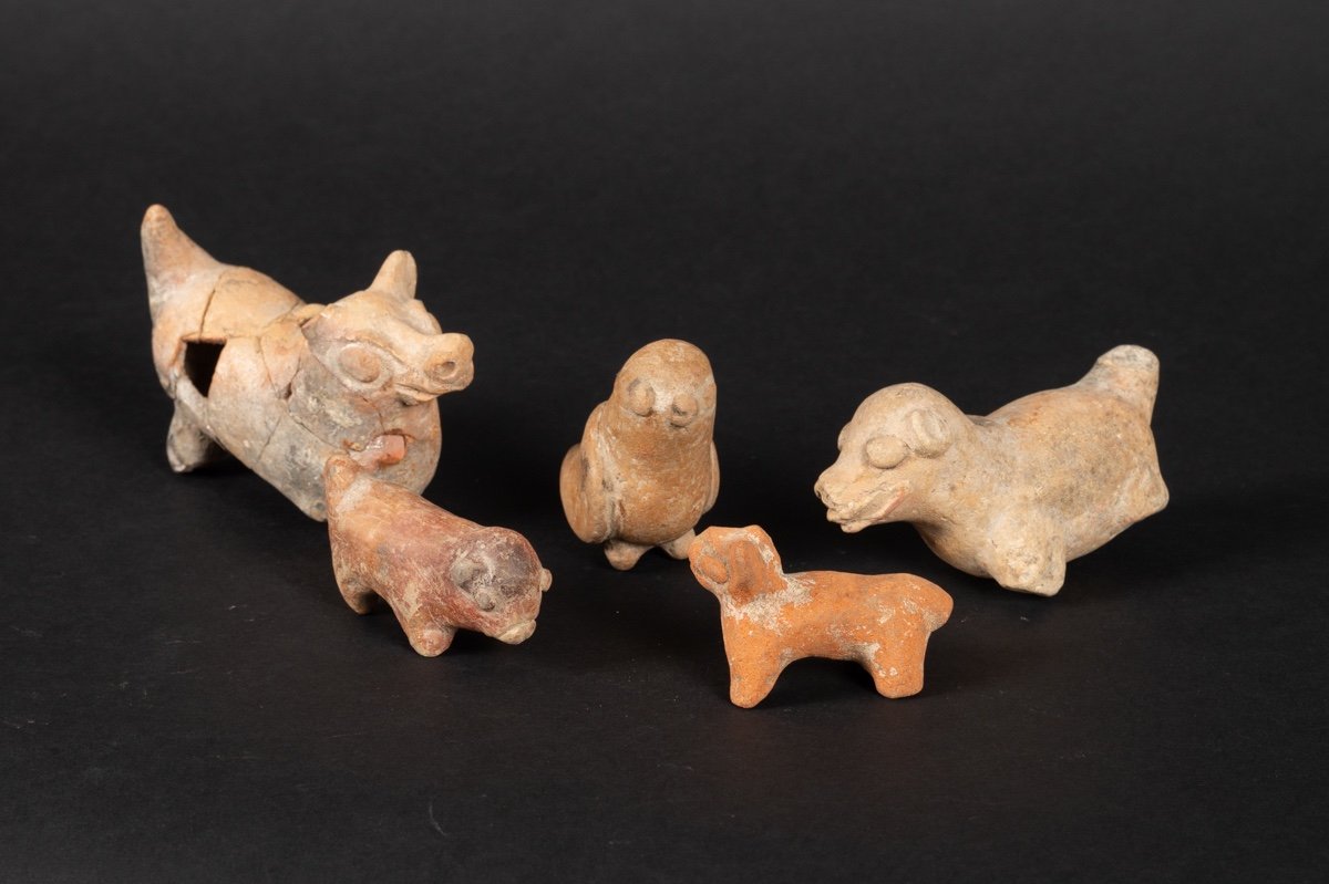 Sifflets - Cinq Animaux, Culture Chorrera (1300 - 300 Av. J.-c.), équateur, Céramique Précolomb-photo-3