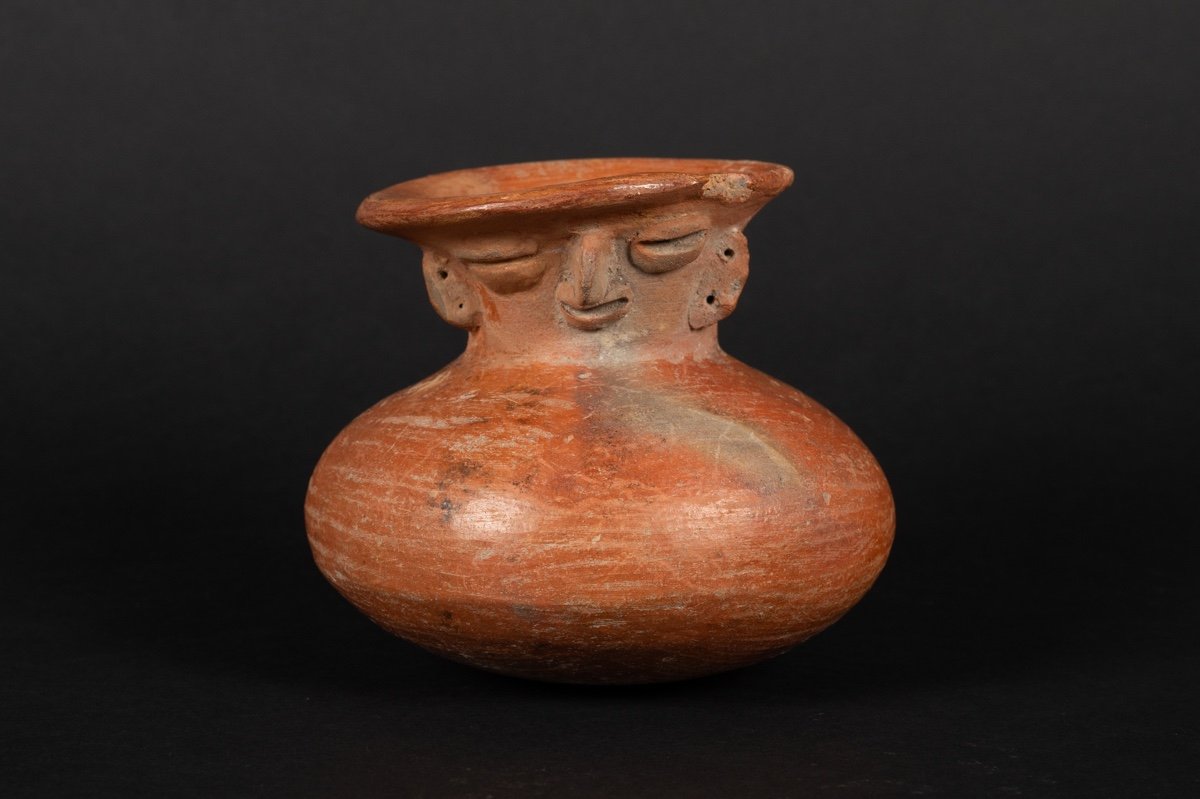 Vase à Visage, Culture Chorrera (1300 - 300 Av. J.-c.), équateur, Céramique Précolombienne.   -photo-2