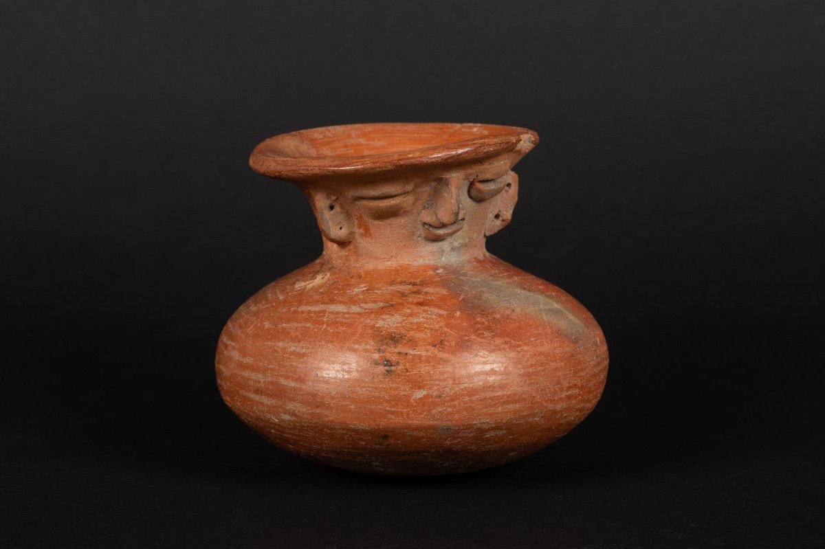 Vase à Visage, Culture Chorrera (1300 - 300 Av. J.-c.), équateur, Céramique Précolombienne.   -photo-3