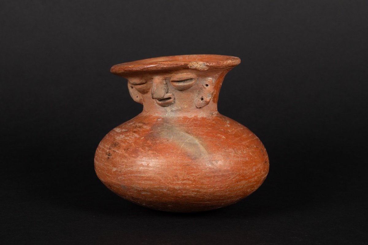 Vase à Visage, Culture Chorrera (1300 - 300 Av. J.-c.), équateur, Céramique Précolombienne.   -photo-4