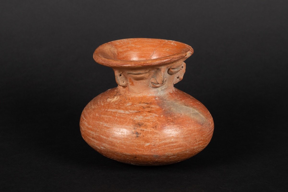 Vase à Visage, Culture Chorrera (1300 - 300 Av. J.-c.), équateur, Céramique Précolombienne.   -photo-2