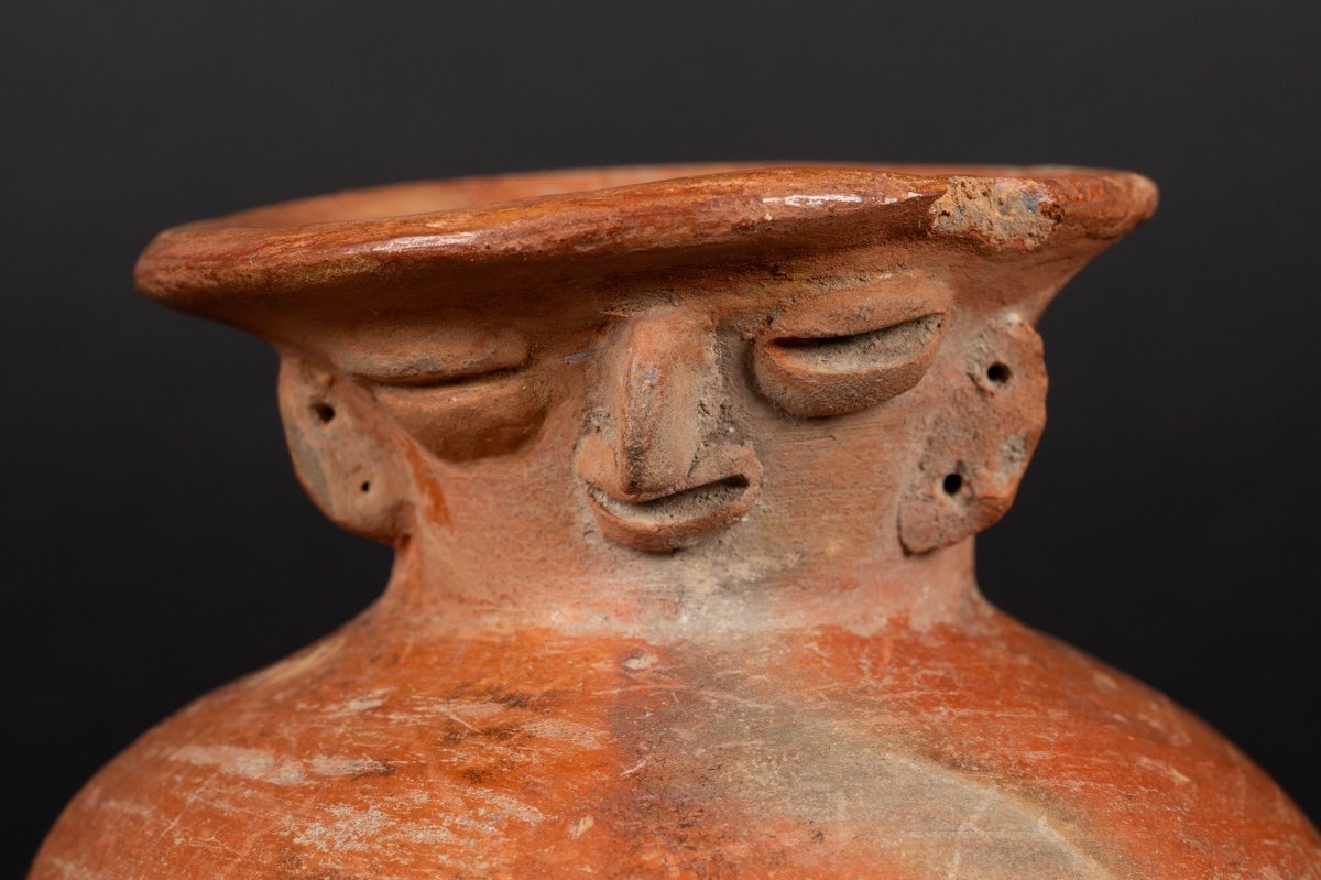 Vase à Visage, Culture Chorrera (1300 - 300 Av. J.-c.), équateur, Céramique Précolombienne.   -photo-3