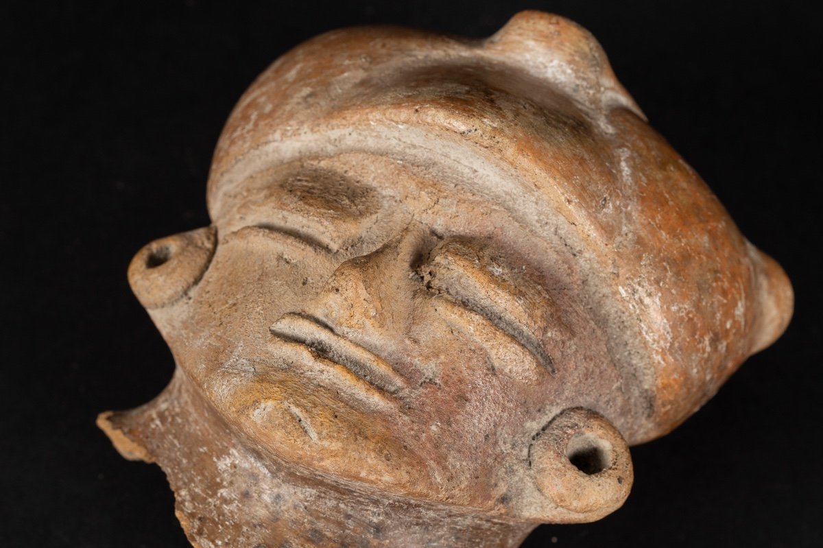 Head Of A Figure, Chorrera Culture (1300 - 300 Bc), Ecuador, Pre-columbian Ceramics-photo-6