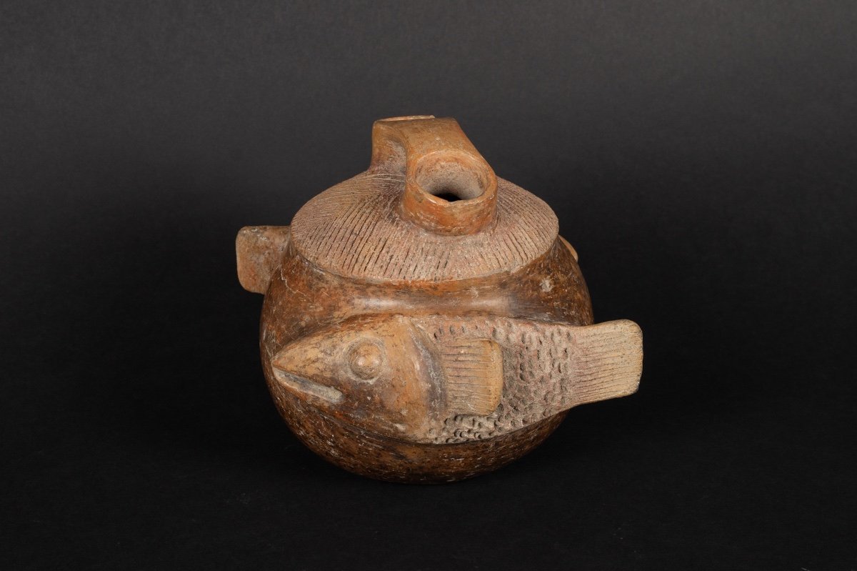 Bouteille à Poisson, Culture Chorrera (1300 - 300 Av. J.-c.), équateur, Céramique Précolombienn-photo-2