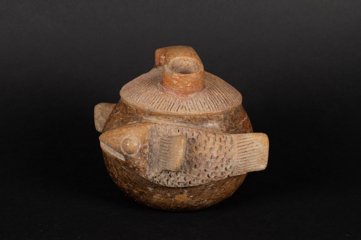 Bouteille à Poisson, Culture Chorrera (1300 - 300 Av. J.-c.), équateur, Céramique Précolombienn-photo-3