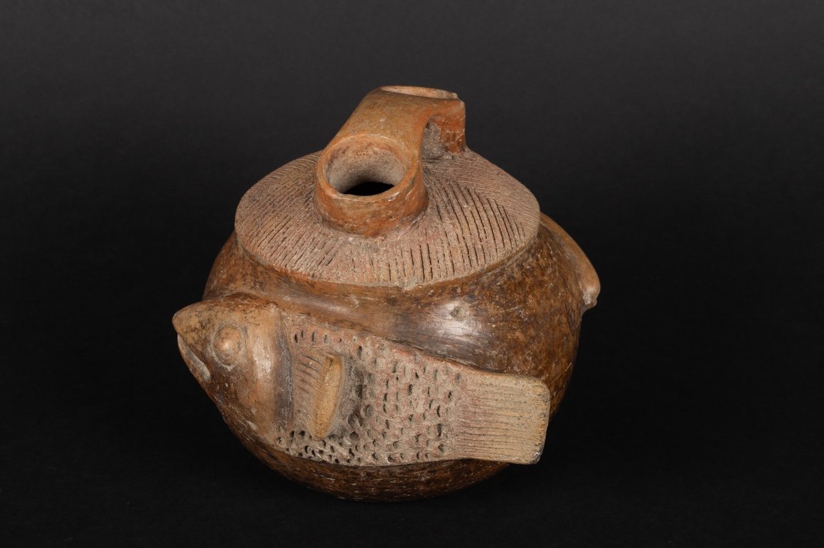 Bouteille à Poisson, Culture Chorrera (1300 - 300 Av. J.-c.), équateur, Céramique Précolombienn-photo-4